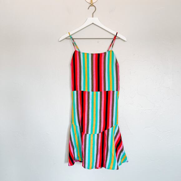 Express Bright Striped Knot Back Dress NWOT Medium - Picture 1 of 6